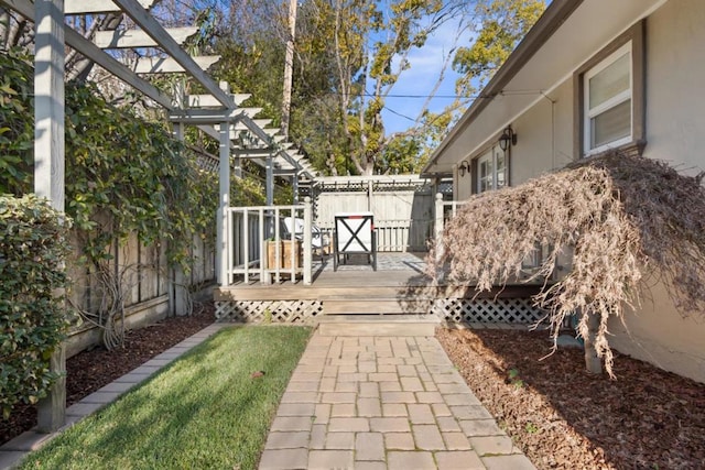 view of patio featuring a wooden deck