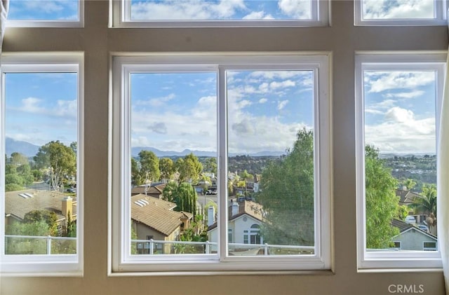 doorway to outside featuring plenty of natural light and a mountain view