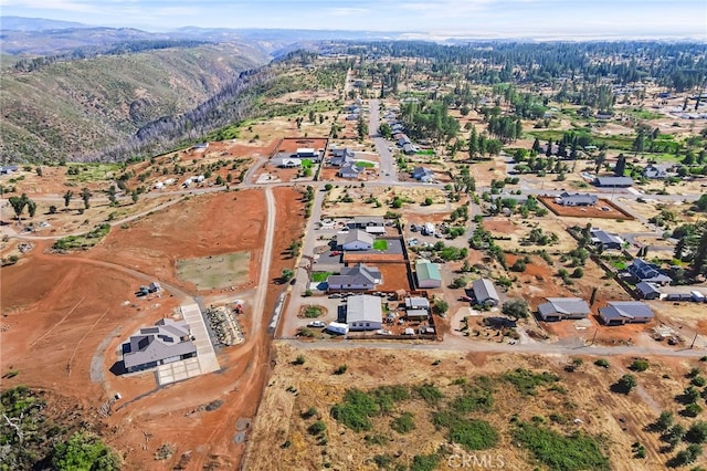 birds eye view of property featuring a mountain view