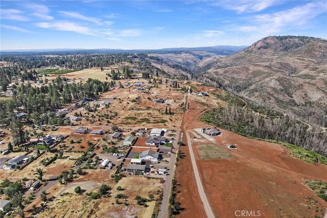 birds eye view of property with a mountain view