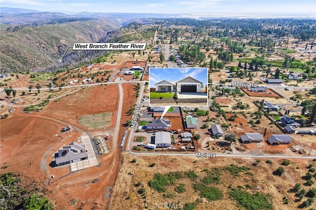 aerial view with a mountain view