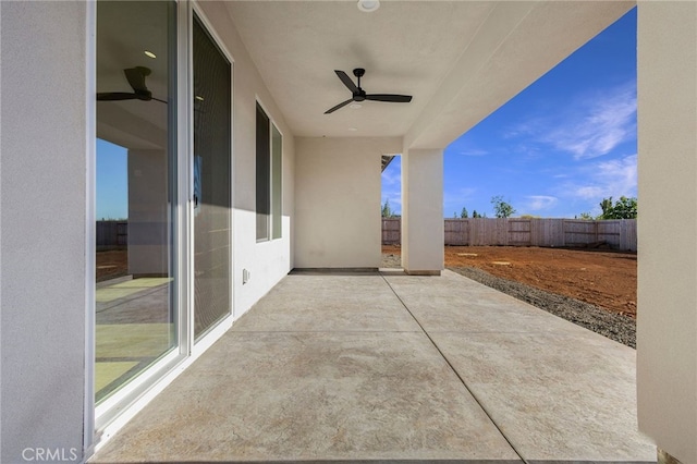 view of patio with ceiling fan