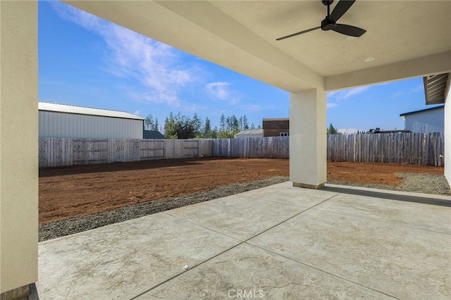 view of patio with ceiling fan