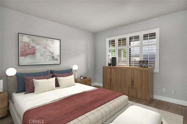 bedroom featuring wood-type flooring