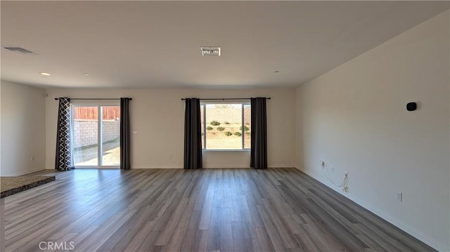 empty room featuring a healthy amount of sunlight and wood-type flooring