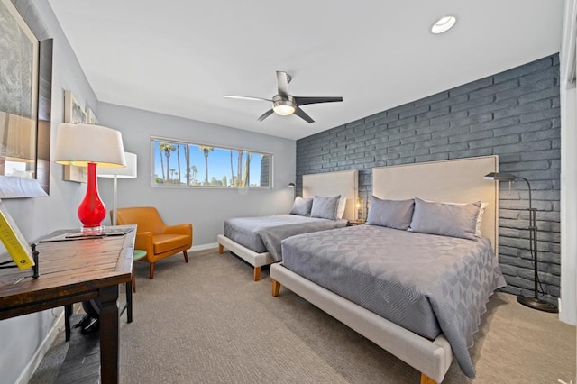 bedroom with carpet flooring and ceiling fan