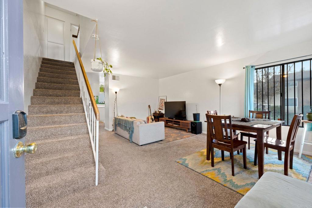 view of carpeted dining space