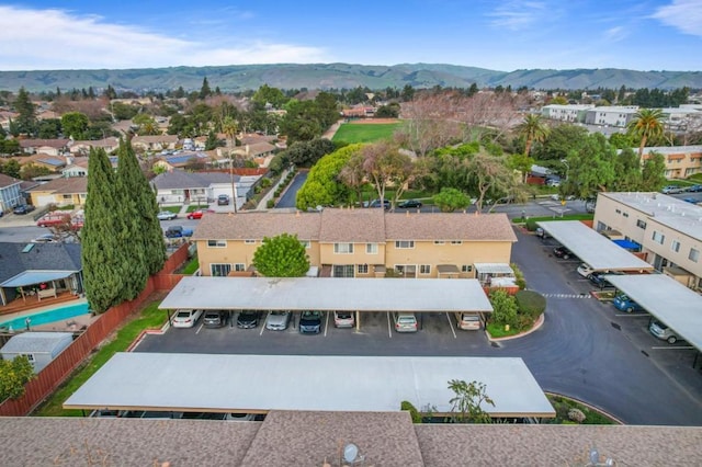 aerial view with a mountain view