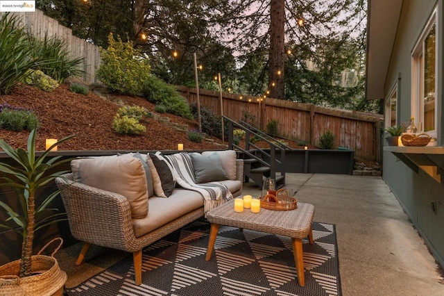 view of patio / terrace featuring an outdoor living space