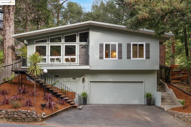 contemporary home with a garage