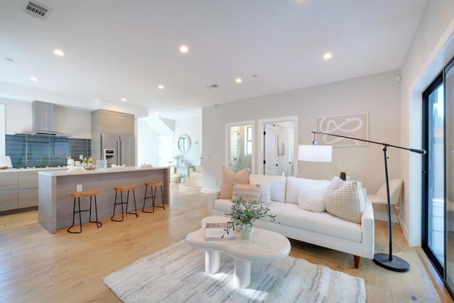 living room featuring light hardwood / wood-style floors