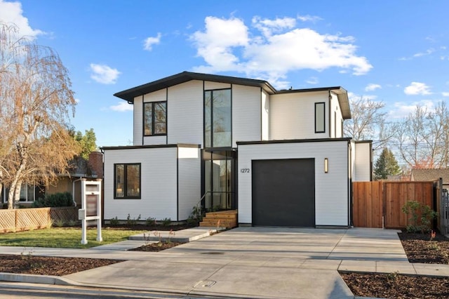 contemporary house featuring a garage