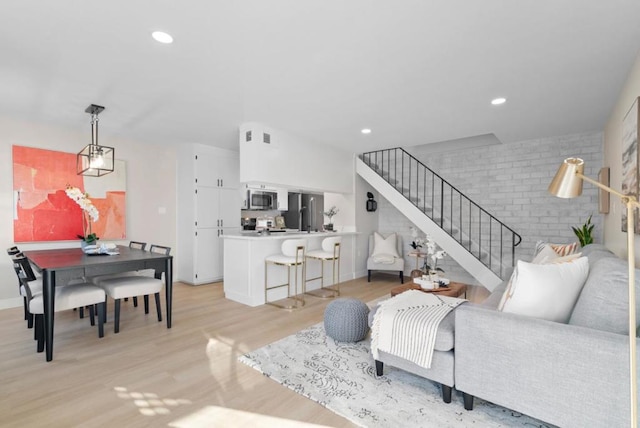 living room with light wood-type flooring