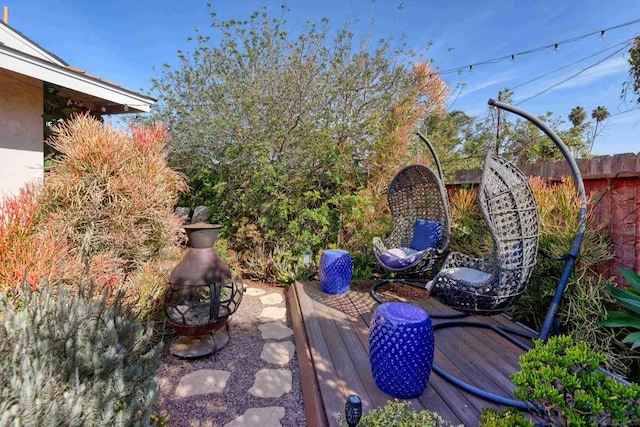 view of patio featuring a fire pit