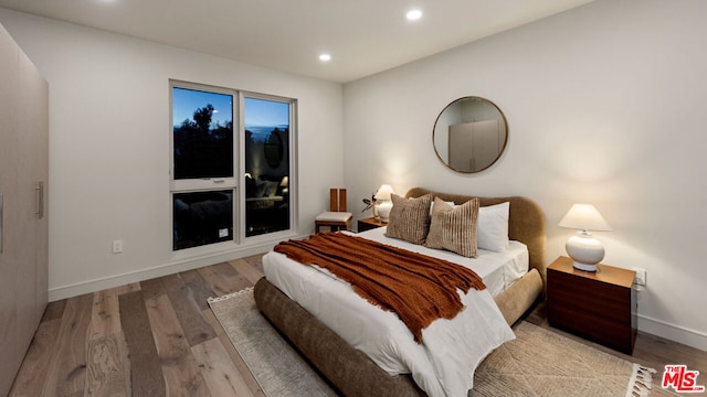 bedroom featuring wood-type flooring