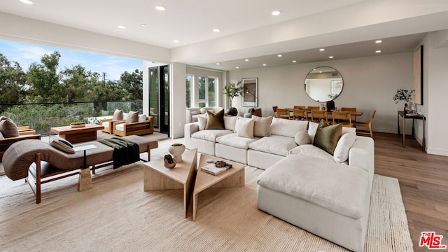 living room featuring light wood-type flooring