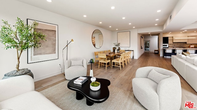 living room with light wood-type flooring