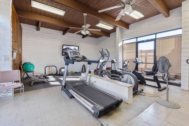 exercise room featuring ceiling fan