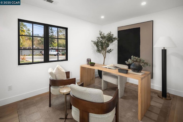 home office featuring wood-type flooring