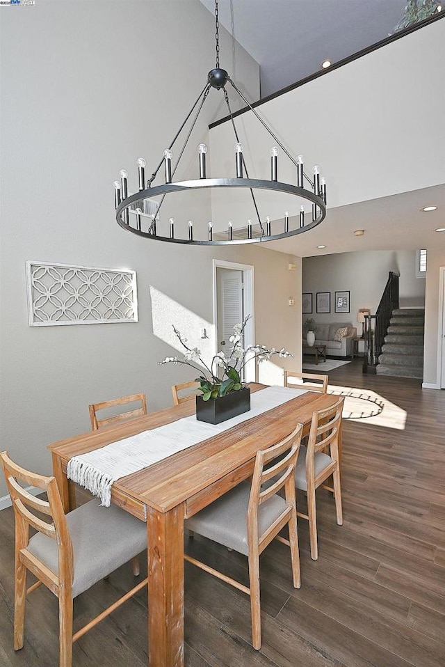 dining room with dark wood-type flooring