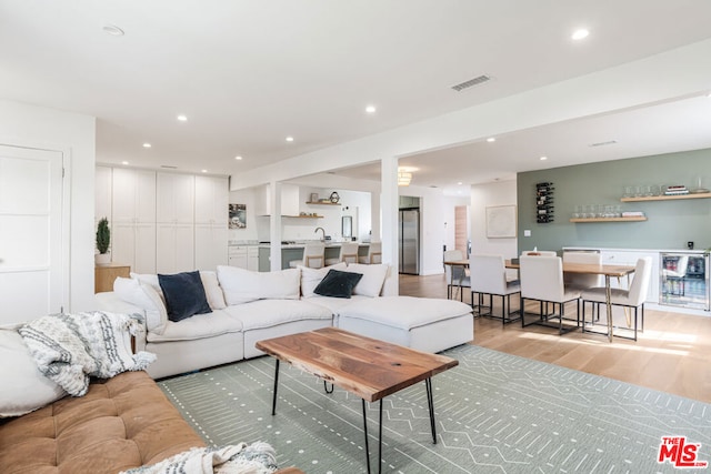 living room featuring light hardwood / wood-style flooring