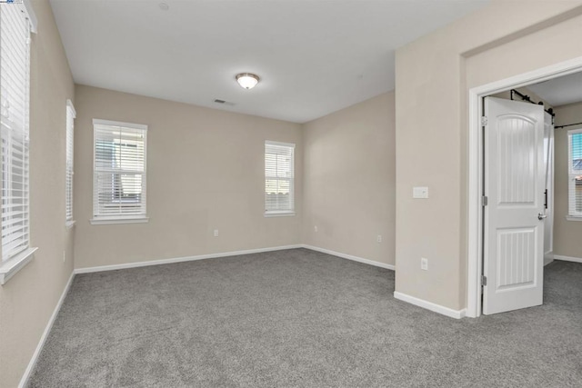 carpeted spare room featuring a healthy amount of sunlight