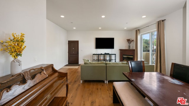 living room featuring light wood-type flooring