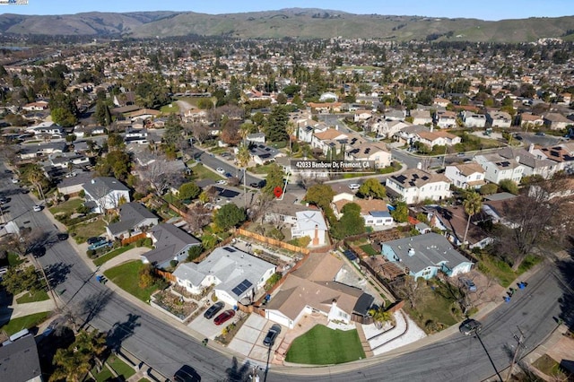 bird's eye view with a mountain view