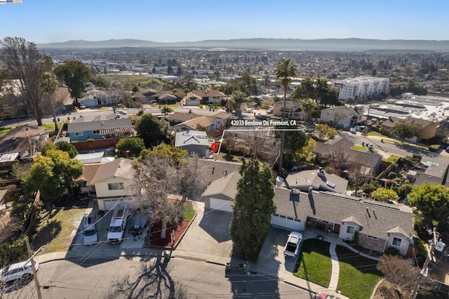 bird's eye view with a mountain view