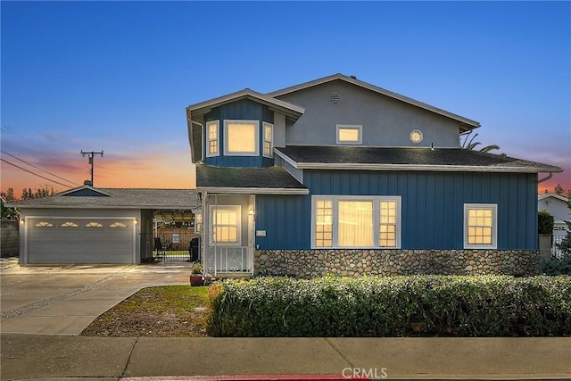 view of front of home featuring a garage