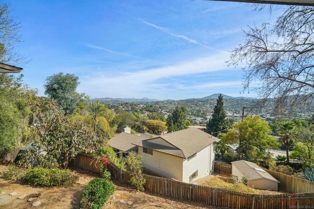 exterior space featuring a mountain view