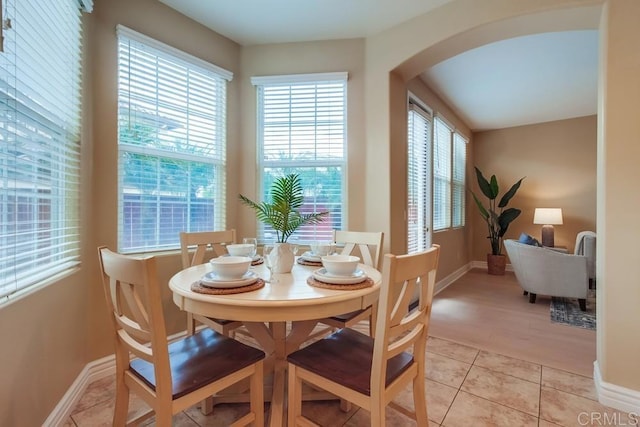 view of tiled dining area