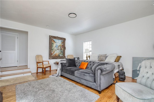 living room with light wood-type flooring