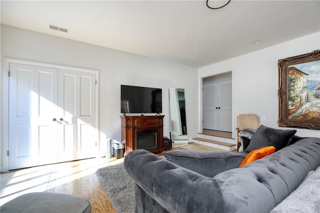 living room featuring wood-type flooring