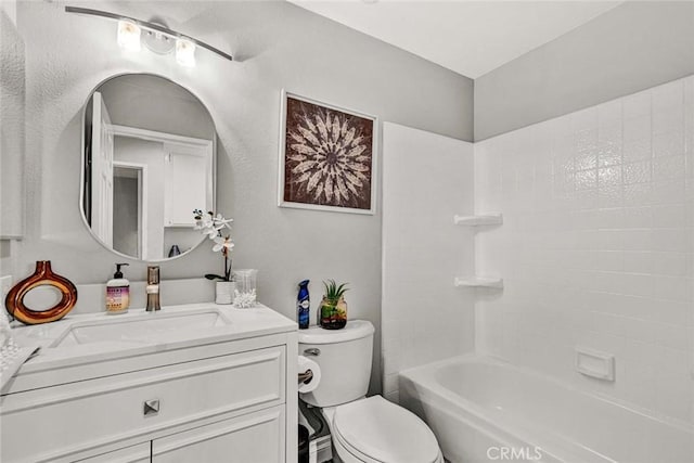 full bathroom featuring vanity, toilet, and tub / shower combination