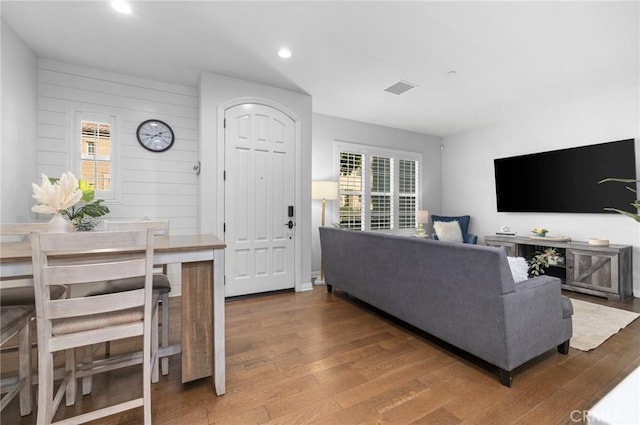 living room featuring wood-type flooring