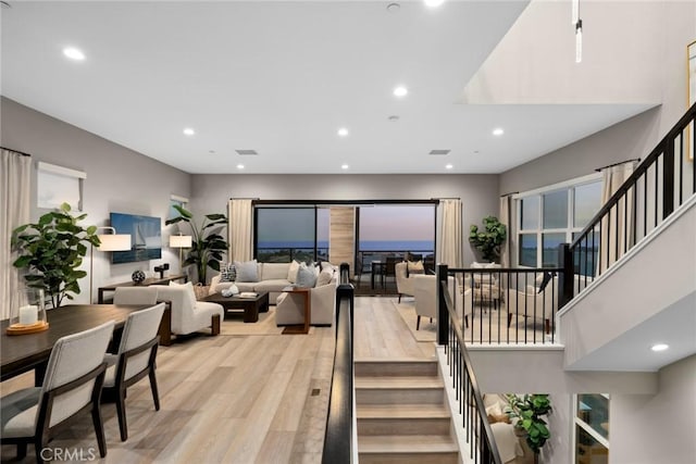 living room featuring light hardwood / wood-style flooring