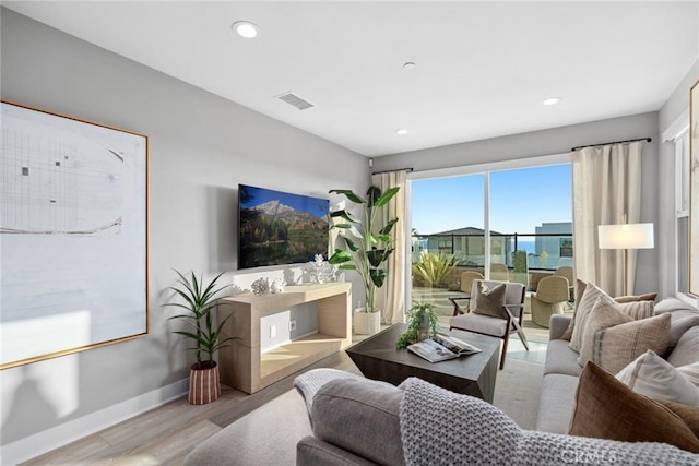 living room featuring light hardwood / wood-style flooring