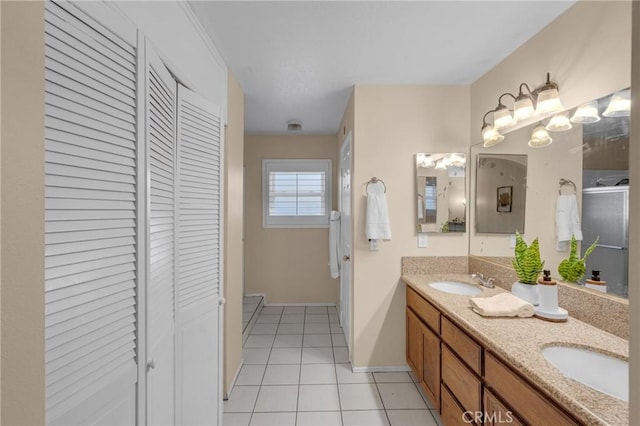 bathroom featuring vanity and tile patterned floors