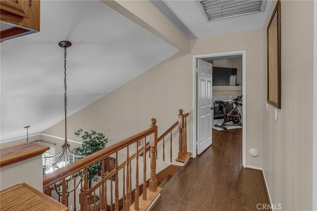 hall with dark hardwood / wood-style floors