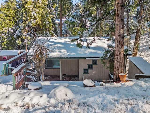 view of snow covered exterior