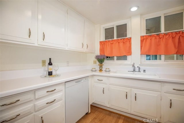 465 Avenida Sevilla Unit C, Laguna Woods, CA 92637 - kitchen featuring white dishwasher, white cabinets, light countertops, and recessed lighting