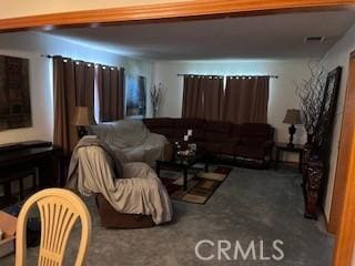 living room featuring carpet floors