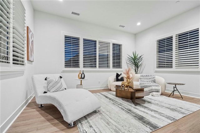 living area with light wood-type flooring