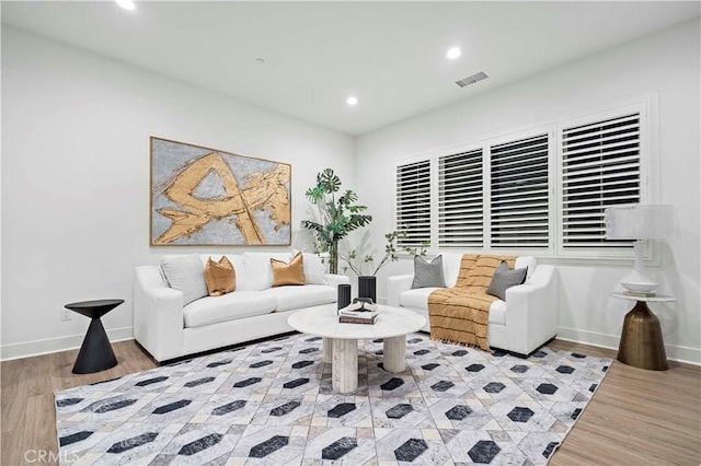 living room with wood-type flooring