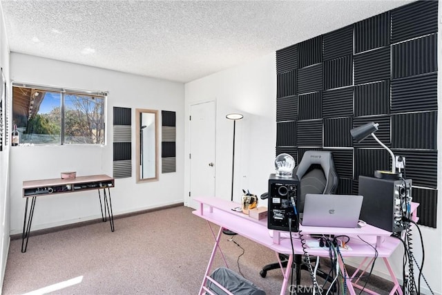 office with a textured ceiling