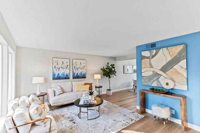 living room featuring hardwood / wood-style flooring