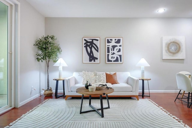 living room with hardwood / wood-style floors