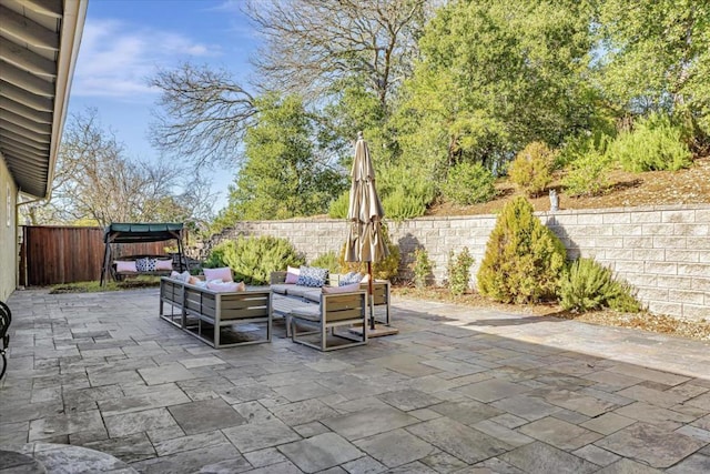 view of patio featuring outdoor lounge area