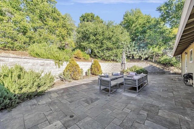 view of patio featuring an outdoor living space